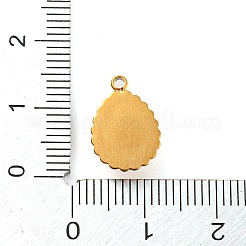 天然アマゾナイト 304 ステンレススチール ティアドロップチャーム  ゴールドカラー  14x10x5mm  穴：1.5mm&nbsp;LS-G-D075-01G-03