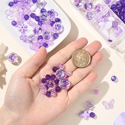 キットを作るDIYブレスレット  157個のアクリルビーズを含む  12gのアクリルブレッドと1ロールのクリスタル糸  パープル  8~15.5x8~16x8~16mm&nbsp;DIY-YW0017-10