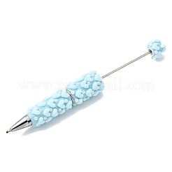 Alloy Flocking Heart & Plastic Imitation Pearl Ball-Point Pen&nbsp;OFST-D303-03P-02