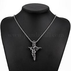 Rock Punk 316L Surgical Stainless Steel Skull Pendant Necklaces For Men&nbsp;NJEW-BB01295