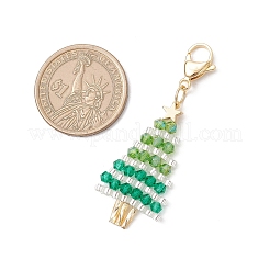 Christmas Trees Glass Seed Beaded Pendant Decorations&nbsp;HJEW-MZ00335