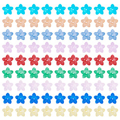 90個9色透明ガラスビーズ  花  ミックスカラー  20.5x21.5x5.5mm  穴：1.6mm  10個/カラー&nbsp;GLAA-TA0004-42