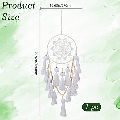 Woven Web/Net with Tassels Hanging Ornaments&nbsp;AJEW-WH20075-001B