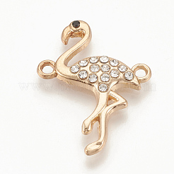 合金ラインストーンリンクコネクター  フラミンゴの形  ゴールドカラー  26.5x20x3mm  穴：1.6mm&nbsp;X-ALRI-Q235-007G
