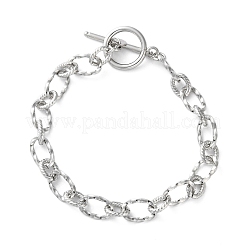 304 Stainless Steel Twisted Ovel Link Chain Bracelets for Women&nbsp;BJEW-A036-09P