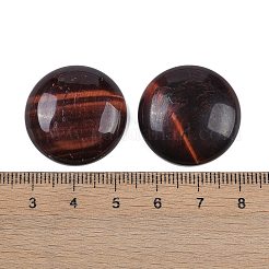 天然のレッドタイガーアイ染色＆加熱カボション  半円/ドーム  25x7~8mm&nbsp;G-H1596-FR-25mm-10