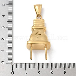 304ステンレスペンダント  プラグチャーム  18KGP本金メッキ  40x18.5x10.5mm  穴：8x3.5mm&nbsp;STAS-G346-11G
