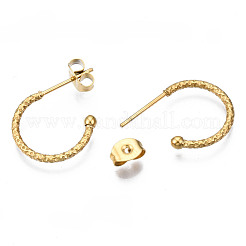 316サージカルステンレススタッドピアス  ハーフフープピアス  リング  ゴールドカラー  15x2mm  ピン：0.8mm&nbsp;EJEW-N097-077LG