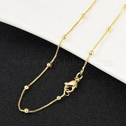 女性用真鍮サテライトチェーンネックレス  カドミウムフリー＆鉛フリー  18KGP本金メッキ  17.32インチ（44cm）  ビーズ間隔：13.5~14mm&nbsp;X-NJEW-P265-05G