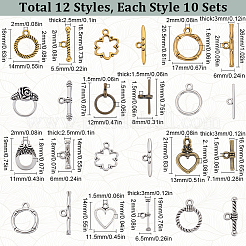 120 個 12 スタイルのチベットスタイルマンテル  花とハートと涙  混合図形  ミックスカラー  リング：14~21x11~19x1.5~3mm  穴：1.5~2mm  バー：14~26x5.5~8x1.5~4mm  穴：1.5~2mm  10個/スタイル&nbsp;FIND-SP0001-25