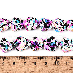 スプレープリント合成ターコイズビーズ連売り  花  蘭  14~15x15~15.5x5~6mm  穴：0.8~1mm  約27個/連  15.35インチ（39cm）&nbsp;G-N352-27A-01