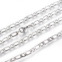 変色しない304ステンレススチールフィガロチェーンネックレス  カニカン付き  ステンレス鋼色  23.9インチ（60.8cm）  4mm&nbsp;NJEW-E143-05P