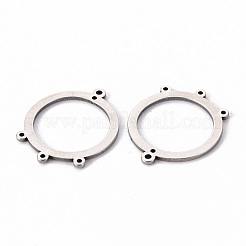 変色しない201ステンレススチールシャンデリア部品リンク  丸いリング  レーザー切断  ステンレス鋼色  24.5x20.5x1mm  穴：1.2mmと1mm&nbsp;STAS-T052-28A-P