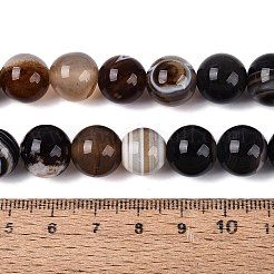 天然石縞瑪瑙/バンデットアゲートビーズ  染め＆加熱  ラウンド  11.5~12.5mm  穴：0.8~1.2mm  約33個/連  15.16~15.35インチ（38.5~39cm）&nbsp;G-Q606-42B-C01