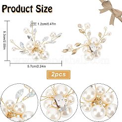 パールの靴飾り1セット  プラチナ合金のパーツとクリスタルラインストーンのカボション  花  ホワイト  57x53x19mm&nbsp;FIND-FG0001-40