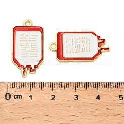 合金エナメルチャーム  ゴールドカラー  医療テーマ  輸液バッグ  ホワイト  28x14.5x1mm  穴：1.8mm&nbsp;ENAM-G229-01G-04