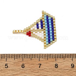 航海をテーマにしたガラス製のシードビーズペンダント  ヨットのチャーム  ブルー  26x23x1.5mm  穴：3mm&nbsp;PALLOY-MZ01439-01