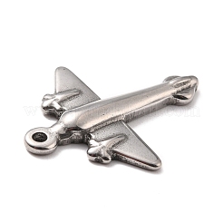 変色しない304ステンレススチールペンダント  飛行機  ステンレス鋼色  26.5x22x3mm  穴：1.6mm&nbsp;STAS-B024-63P