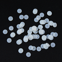 200個のシリコンイヤーナット  フラットラウンド  透明  7x1mm  穴：1mm&nbsp;SIL-FH0001-15