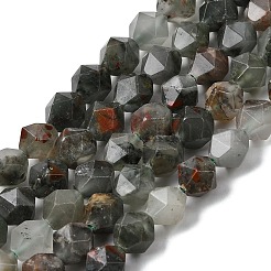 天然のアフリカブラッドストーンビーズ連売り  スターカットラウンドビーズ  多面カット  7~8x7~8x7~8mm  穴：1mm  約46~47個/連  14.72''~15''（37.4~38.1センチメートル）&nbsp;G-Z119-A28-02