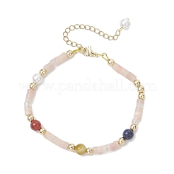 女性用天然ピンクアベンチュリンビーズブレスレット  フラットラウンド/ディスク  7-3/4インチ（19.8cm）&nbsp;BJEW-JB12036-01
