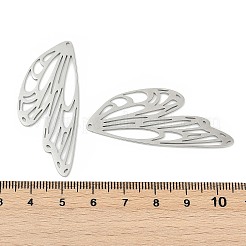 304ステンレスペンダント  レーザー切断  蝶の羽  ステンレス鋼色  48.5x20x1mm  穴：1.4mm&nbsp;LS-STAS-WH0033-06P