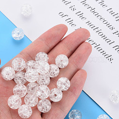 クリアクラックアクリルビーズ  ラウンド  ホワイト  12x11mm  穴：2mm  約566個/500g&nbsp;MACR-S373-66A-N12