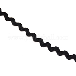 ポリエステルブレードリボン  フラットウェーブ  服飾材料  ブラック  1/4インチ（5.5mm）&nbsp;OCOR-WH0065-20B-01