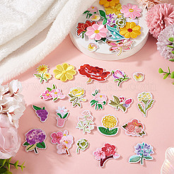 ポリエステル刺繍布アイロン接着/縫い付けパッチ36枚  マスクと衣装のアクセサリー  アップリケ  花  ミックスカラー  19.5~48.5x19.5~56.5x1.5mm&nbsp;DIY-TA0013-07