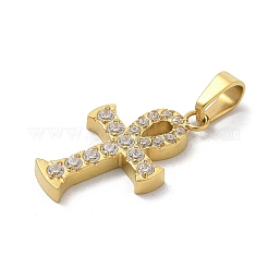Ion Plating(IP) 304 Stainless Steel Micro Pave Cubic Zirconia Pendants&nbsp;STAS-Z107-08G-03