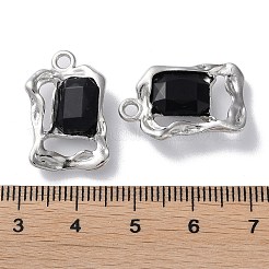 合金とガラスのペンダント  ツイスト長方形チャーム  鉛フリー＆カドミウムフリー  プラチナ  22x14.5x5mm  穴：2mm&nbsp;FIND-Z014-16P