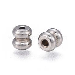 変色しにくい201ステンレススチールのスジ入りビーズ  コラム  ステンレス鋼色  6x5.8mm  穴：1.8mm&nbsp;STAS-P236-04P