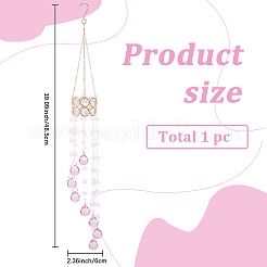 Flower Round Glass Beads Tassel Hanging Suncatchers for Window Garden Outdoor Decoration&nbsp;HJEW-WH20020-007B
