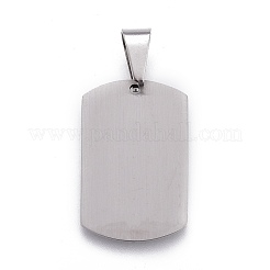 変色防止 201 ステンレススチール 刻印入り ブランクタグペンダント  長方形  ステンレス鋼色  28x18x1.5mm  穴：5.5x9.5mm&nbsp;STAS-O044-01-P122