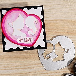 Mother's Day Theme Heart & Woman & Child Carbon Steel Cutting Dies Stencils&nbsp;PW-WG27002-01