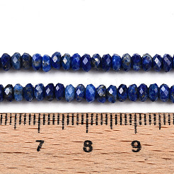 天然石ラピスラズリビーズ連売り  多面カット  ロンデル  3.5~4x2~2.5mm  穴：0.7~1mm  約161~170個/連  14.69~15.35''（37.3~39センチメートル）&nbsp;G-T141-35
