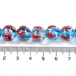 手仕事 ランプワーク エナメルビーズ  手描きのビーズ  ラウンド  ドジャーブルー  12x11mm  穴：1.6mm&nbsp;GLAA-B021-02