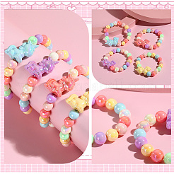 120 個 8 色不透明アクリルビーズ  ABカラーメッキ  ラウンド  ミックスカラー  16x15mm  穴：2.8mm  15個/カラー&nbsp;MACR-PA0001-12