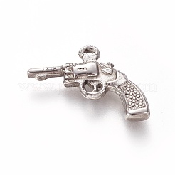 変色しにくい304ステンレススチールペンダント  拳銃  ステンレス鋼色  19x22x3mm  穴：1mm&nbsp;STAS-L226-042P