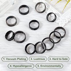 12Pcs 6 Style Stainless Steel Grooved Finger Ring Settings&nbsp;STAS-UN0031-37