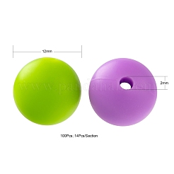 7色食品グレードの環境に優しいシリコーンビーズ  ラウンド  ミックスカラー  12mm  穴：2mm  100個/箱&nbsp;SIL-LS0001-02A