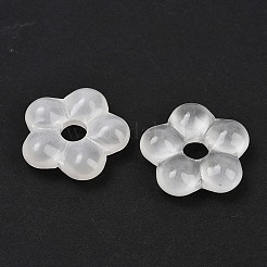 透明ガラスビーズ  花  ホワイト  24x25x7mm  穴：6mm&nbsp;GLAA-F129-01N