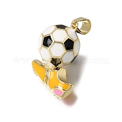 真鍮製エナメルペンダント  サッカーシューズチャーム  カドミウムフリー＆鉛フリー  ラックめっき  長持ちメッキ  18KGP本金メッキ  19x17.5x11.5mm  穴：4x3.5mm&nbsp;KK-C262-10B-G