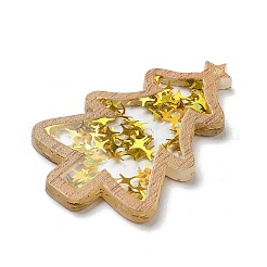 クリスマステーマの不透明プリントアクリルパーツ  クリスマスツリー  きいろ  39.5x25.5x2.5mm  穴：1.2mm&nbsp;SACR-Z005-02B