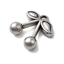 304ステンレスペンダント  フルーツペンダント  ステンレス鋼色  チェリー  15.5x15x5mm  穴：1.9mm&nbsp;STAS-B103-01A-P