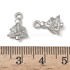 クリスマス合金クリスタルラインストーンペンダント  鉛フリー＆カドミウムフリー  プラチナ  クリスマスツリー  14x9.5x5mm  穴：1.5mm&nbsp;FIND-L026-01G-P