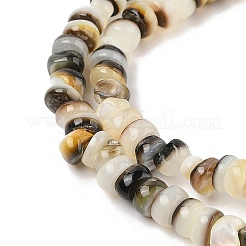 天然ブラックリップシェルビーズ連売り  フラットラウンド  6x2~4mm  穴：0.6mm  約110~116個/連  14.96''（38センチメートル）&nbsp;SHER-R100-02A