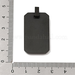 304ステンレススチール製刻印入りブランクタグペンダント  長方形のチャーム  ブラック  41x20x6mm  穴：3x3mm&nbsp;STAS-G346-03EB
