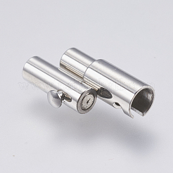 変色しにくい304ステンレススチール製ロックチューブマグネット留め具  コラム  ステンレス鋼色  15x4x4.5mm  穴：2mm&nbsp;STAS-F139-071P