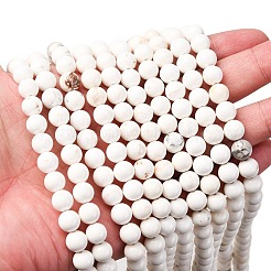 丸い天然マグネサイトビーズ連売り  乳白色  8mm  穴：1mm  約44~47個/連  14.8~15.3インチ&nbsp;G-M138-42-A